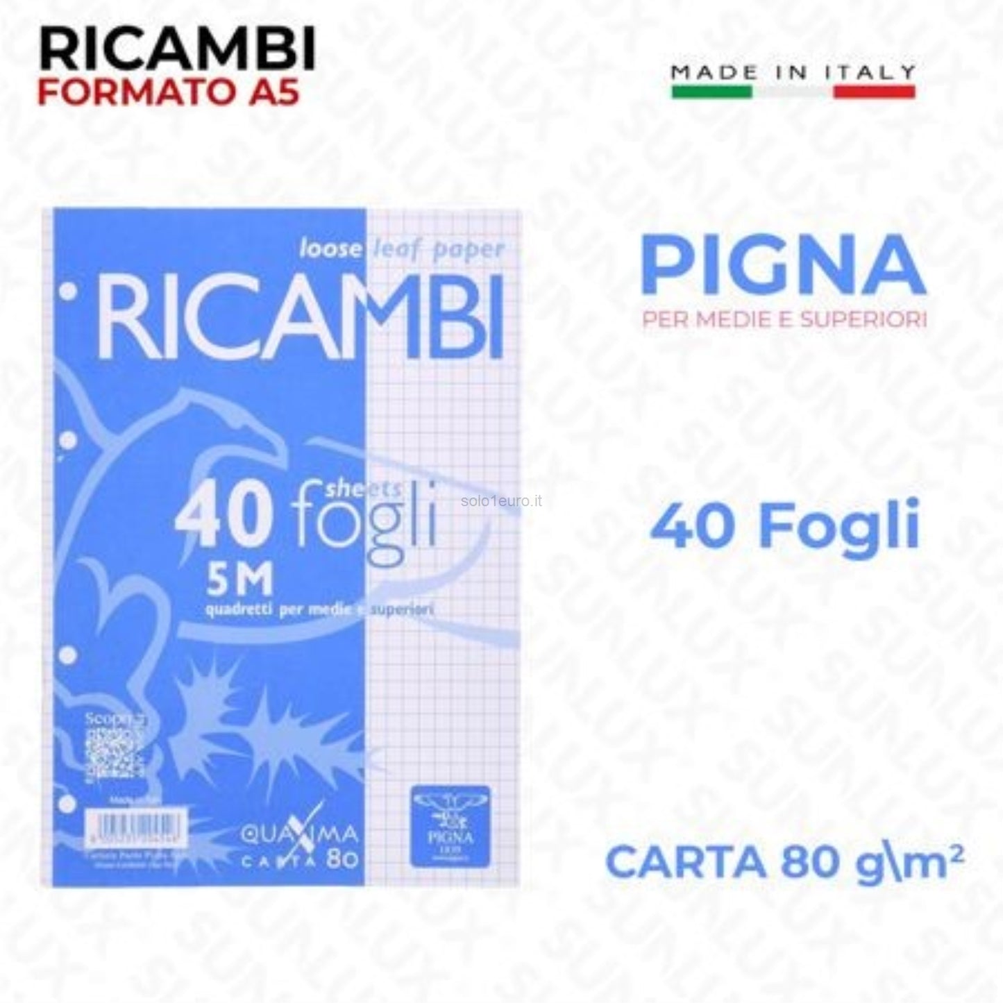 RICAMBI CON BUCHI A5 40 FOGLI 5M