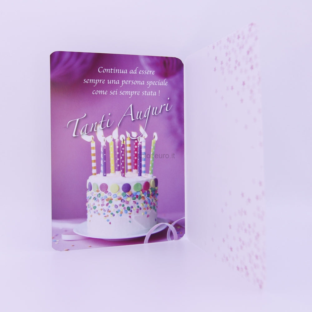 BIGLIETTO AUGURI BUON COMPLEANNO CON BUSTINA