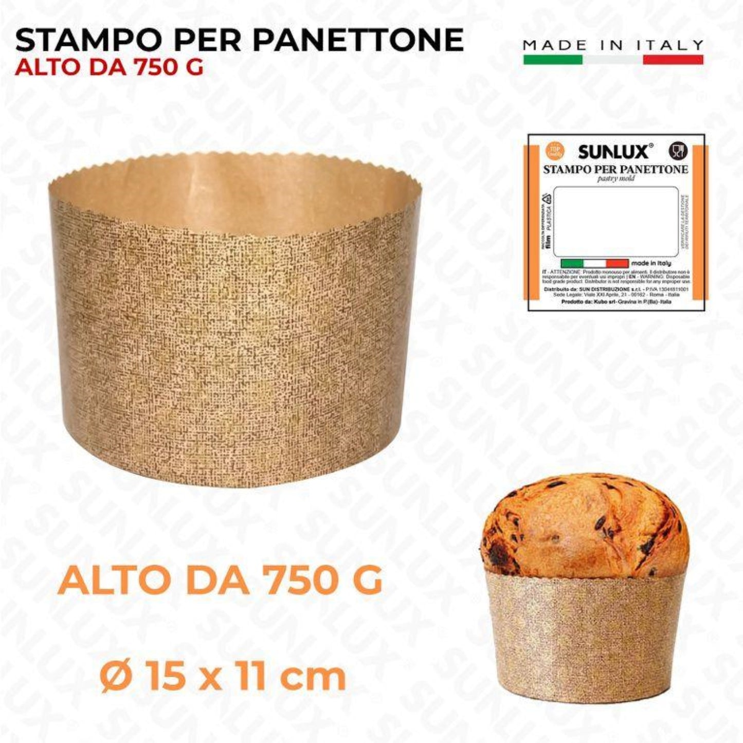 STAMPO PER PANETTONE ALTO 750GR D.15*11CM