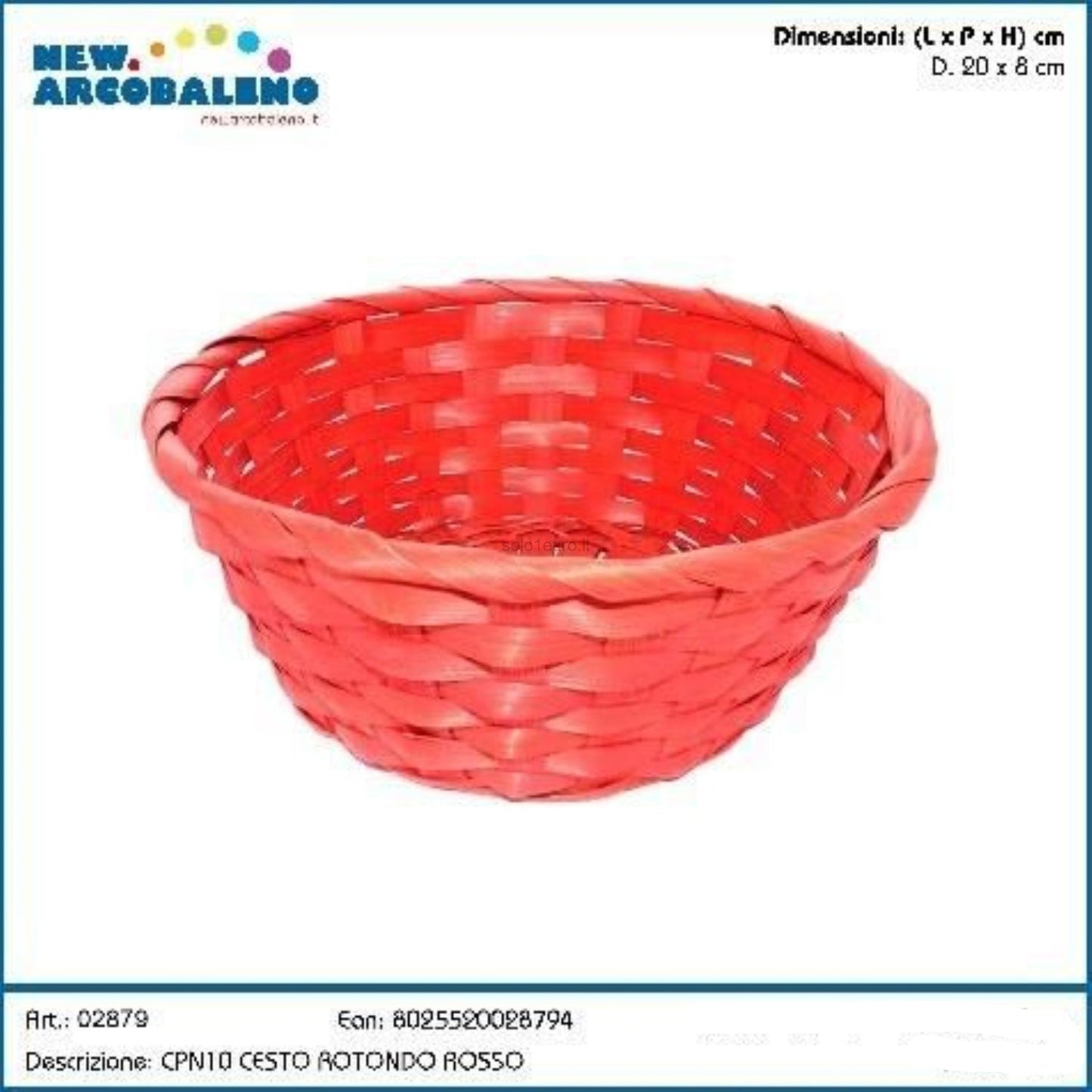 CESTINO ROTONDO ROSSO 20*20*8CM