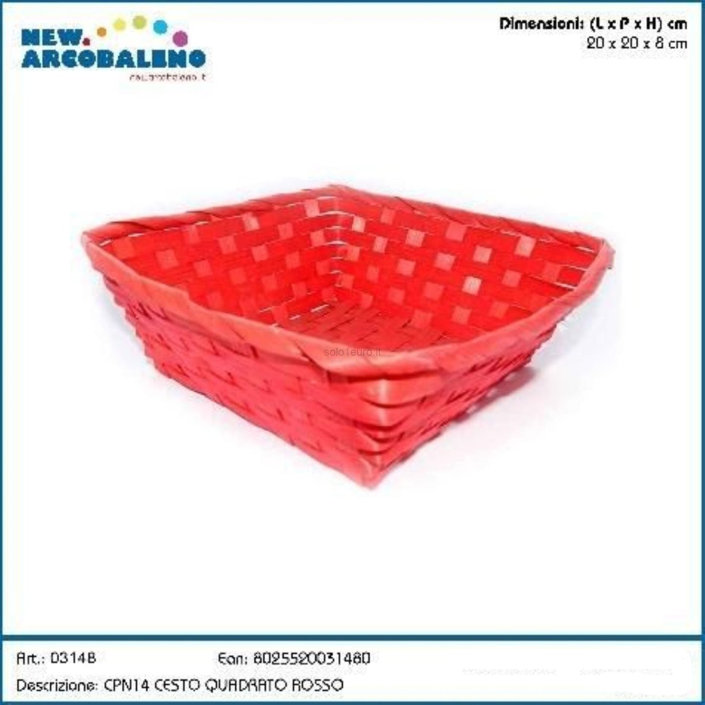 CESTINO QUADRATO ROSSO 20*20*8CM