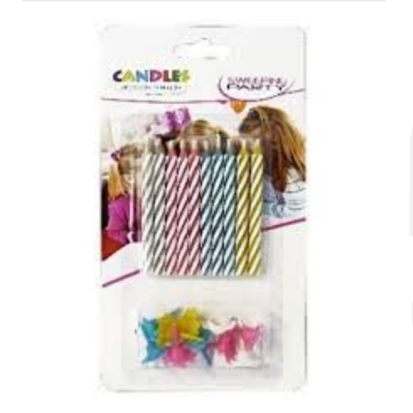 CANDELINE PER TORTA MULTICOLORE CON BASE 10PZ