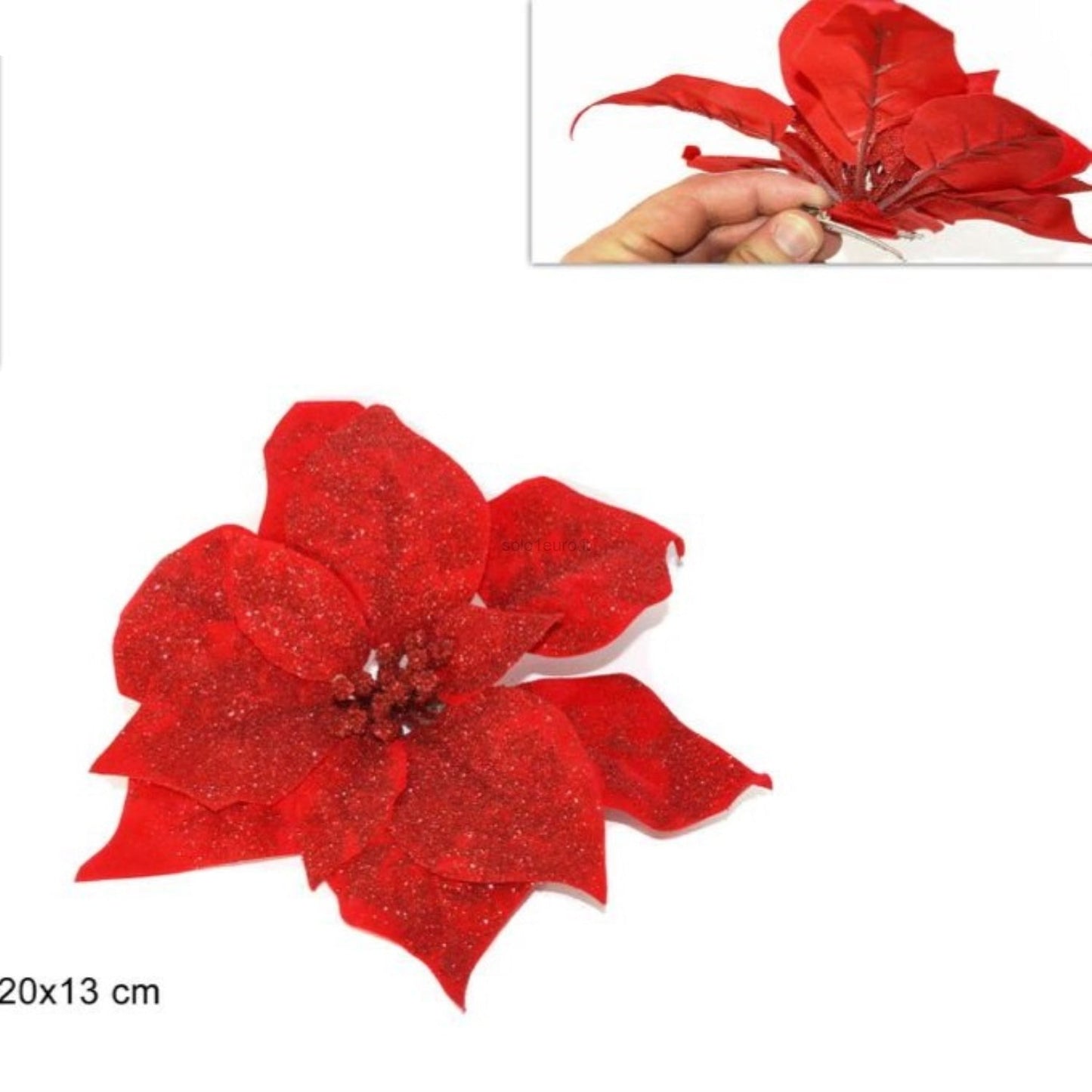 POINSETTIA CON PINZETTA 20CM ROSSO