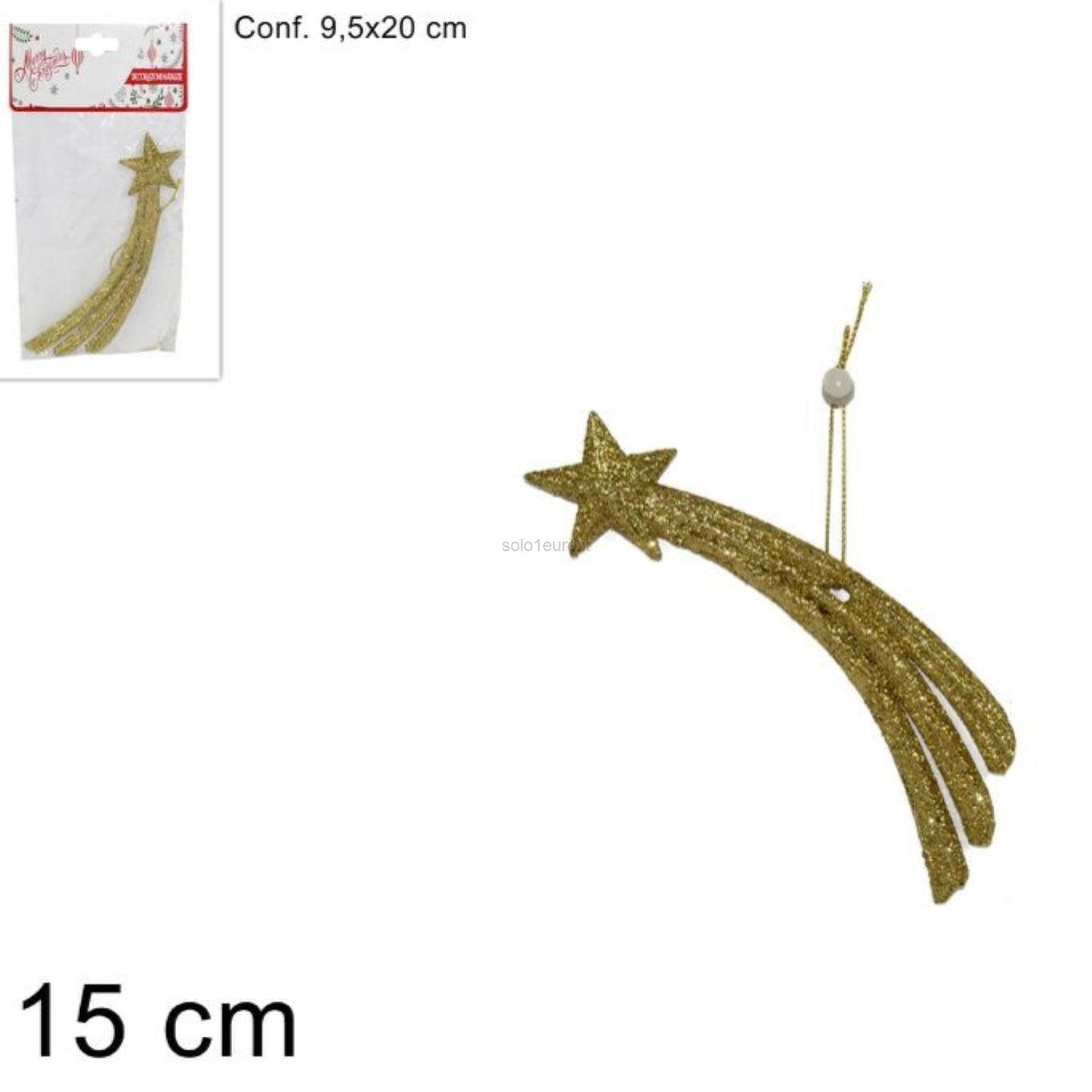 APPENDINO STELLA COMETA CON GLITTER 15CM ORO