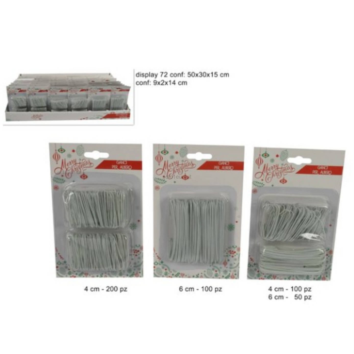 GANCI METALLO PER PALLINE IN BIANCO 100*4CM+50*6CM