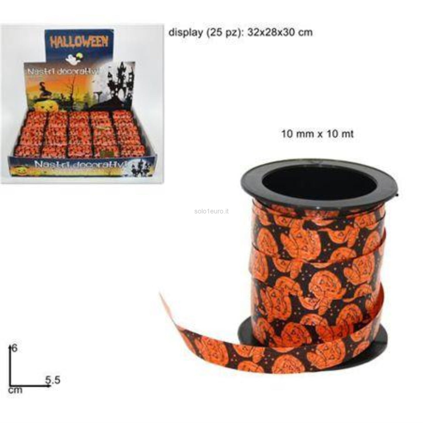 NASTRO DECORATIVO HALLOWEEN ZUCCA 10MM*10MT 1PZ