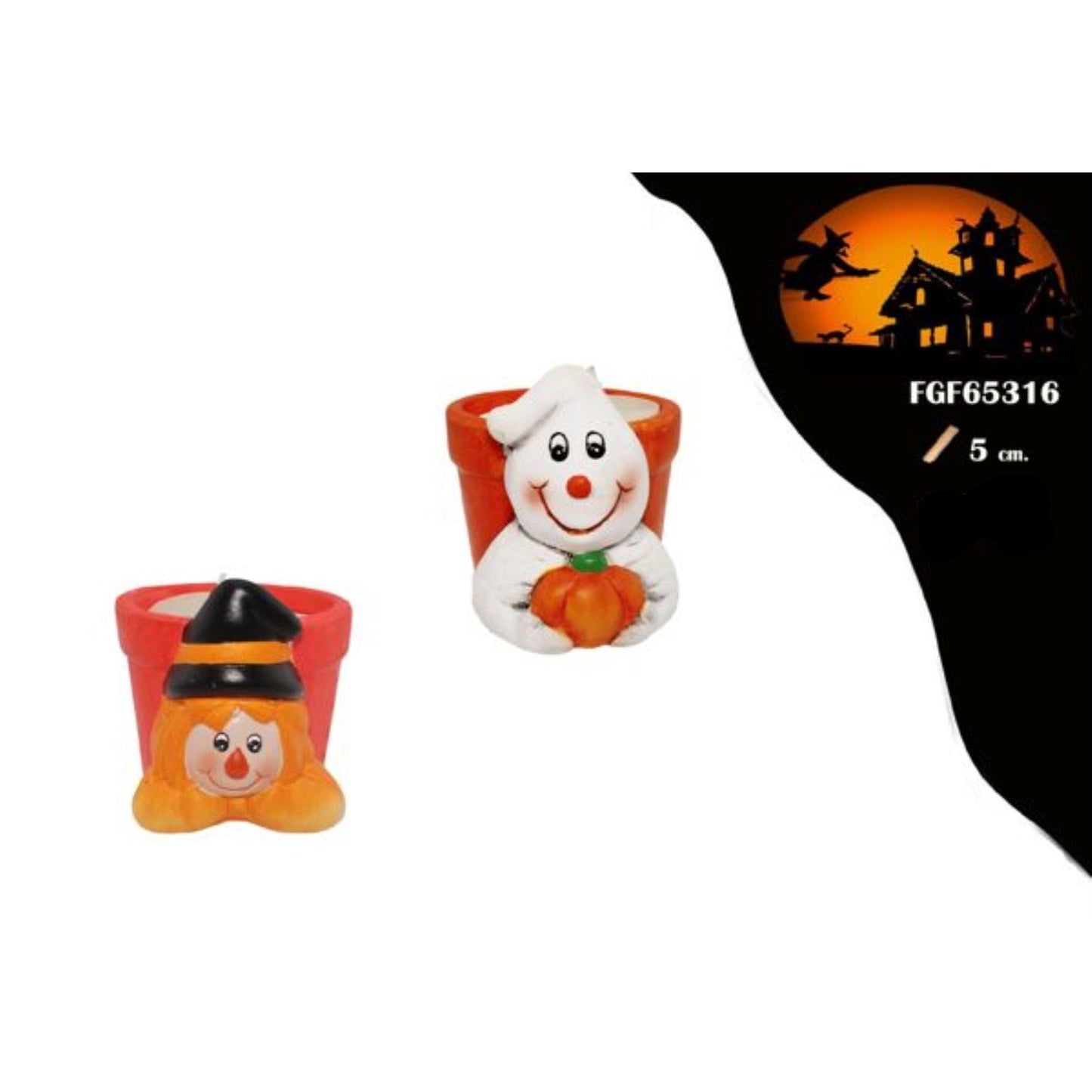 CANDELA HALLOWEEN FANTASMINO CASPO IN CERAMICA 5CM 1PZ