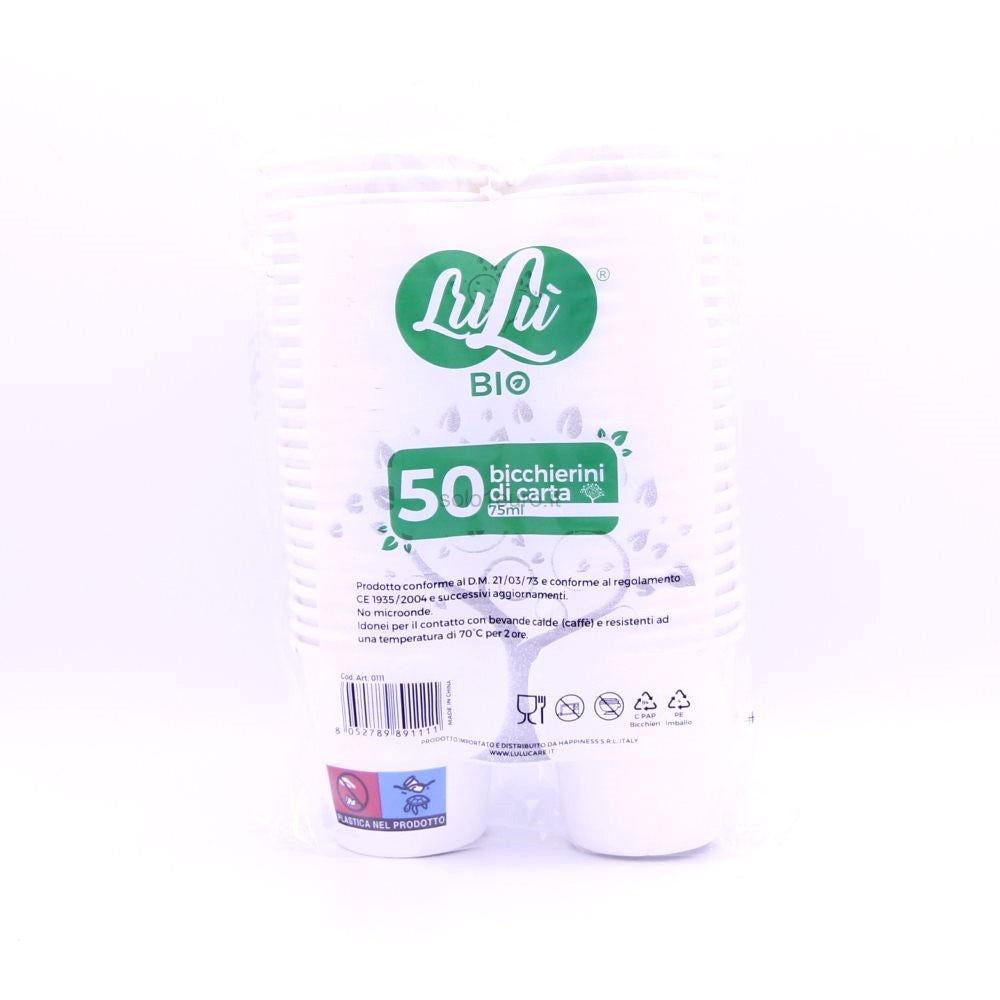 BICCHIERINI DI CARTA CAFFE BIANCO 75ML PZ.50