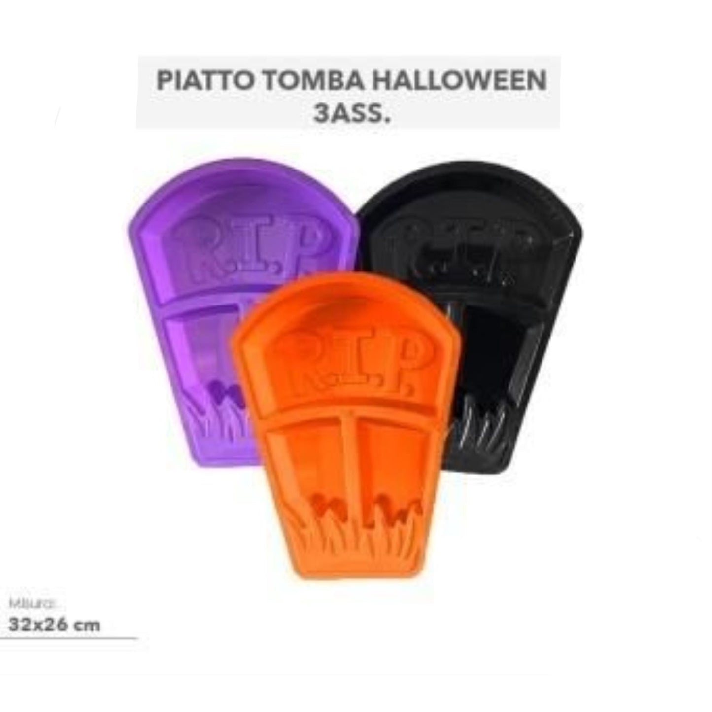 PIATTO HALLOWEEN IN PLASTICA TOMBA 32X26CM 1PZ