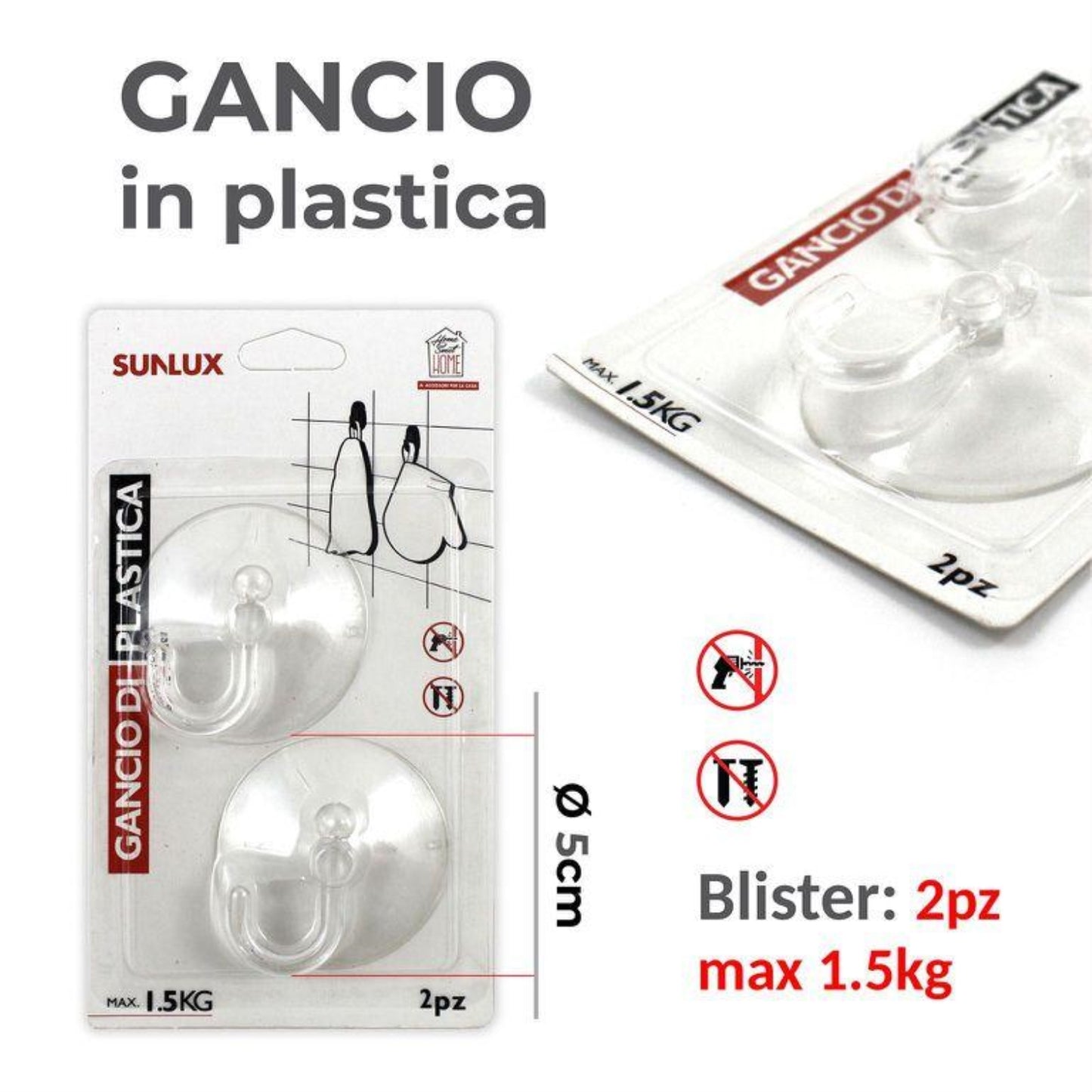 GANCI VENTOSA 2PZ