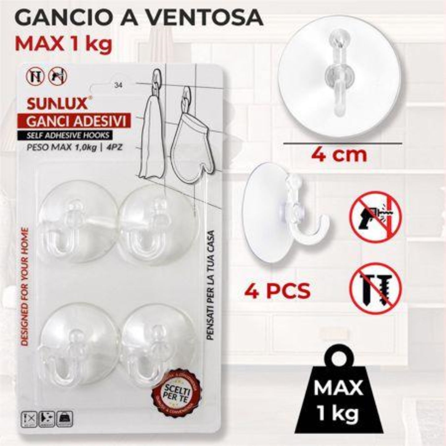 GANCI VENTOSA 4PZ