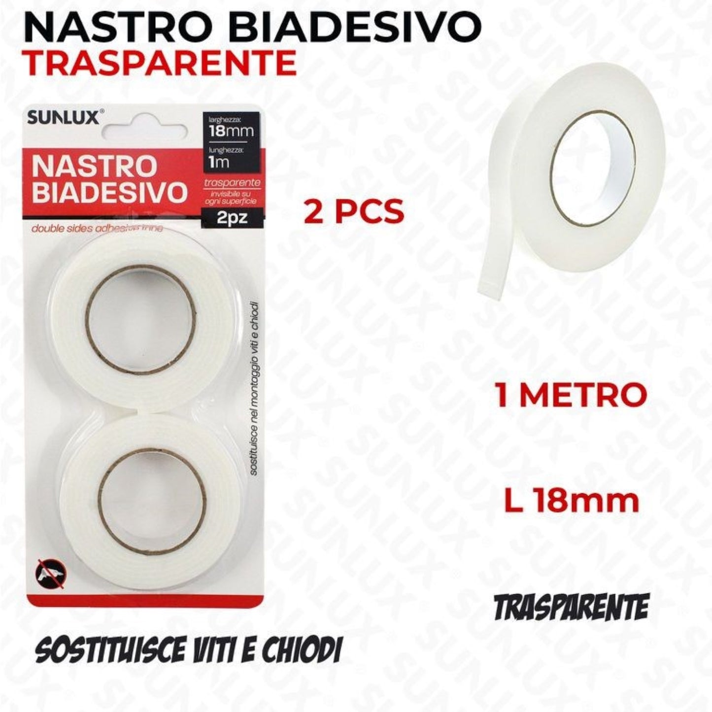NASTRO BIADESIVO 2PZ 18MMX1MT