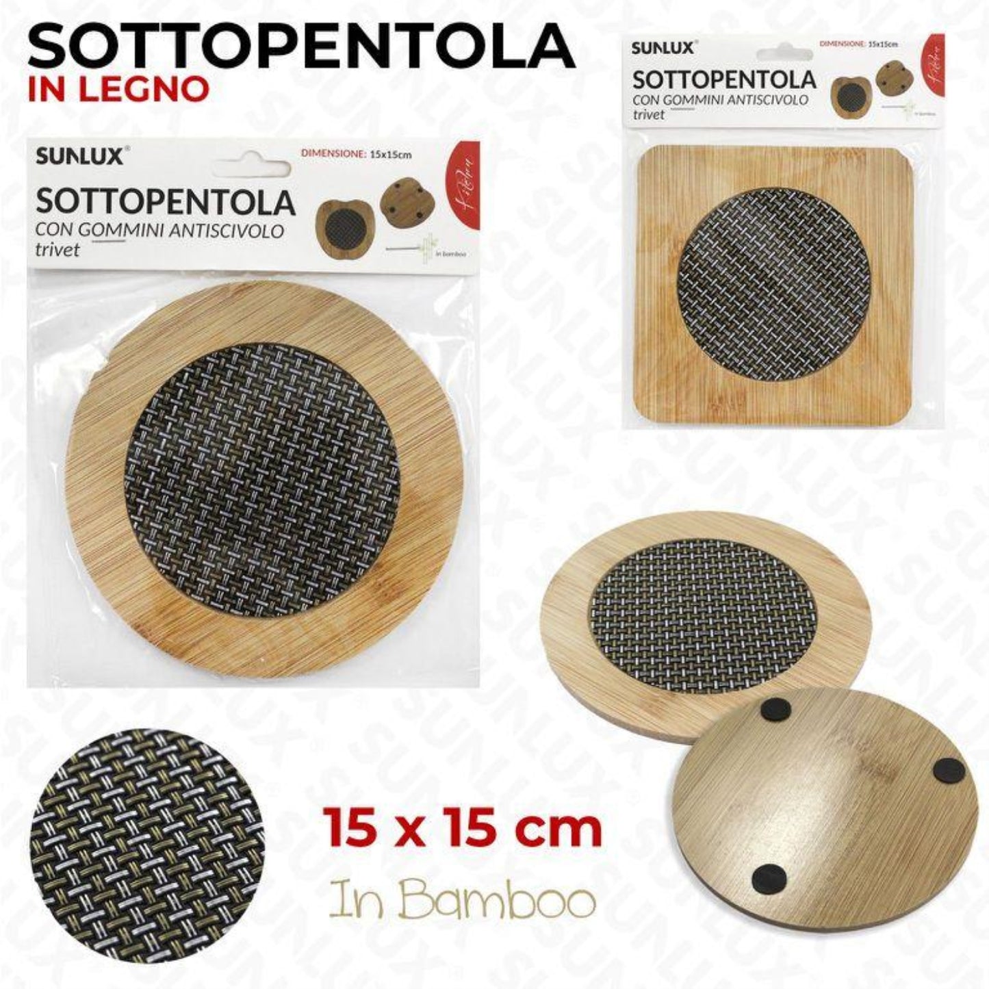SOTTOPENTOLA BAMBU 15X15CM