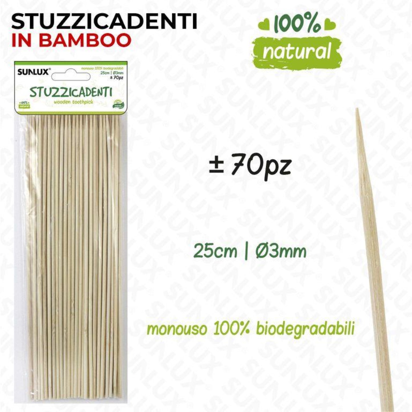 STUZZICATTINI BAMBU 25CM 70PZ