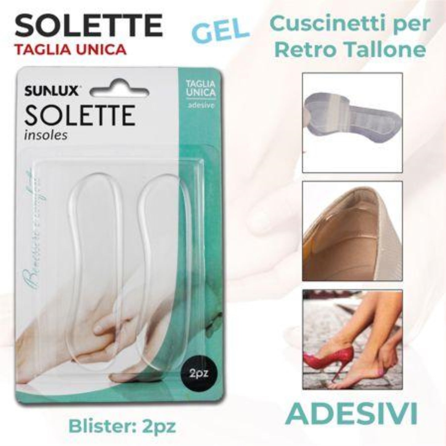 SOLETTE ADESIVE IN GEL PER RETRO TALLONE 2PZ