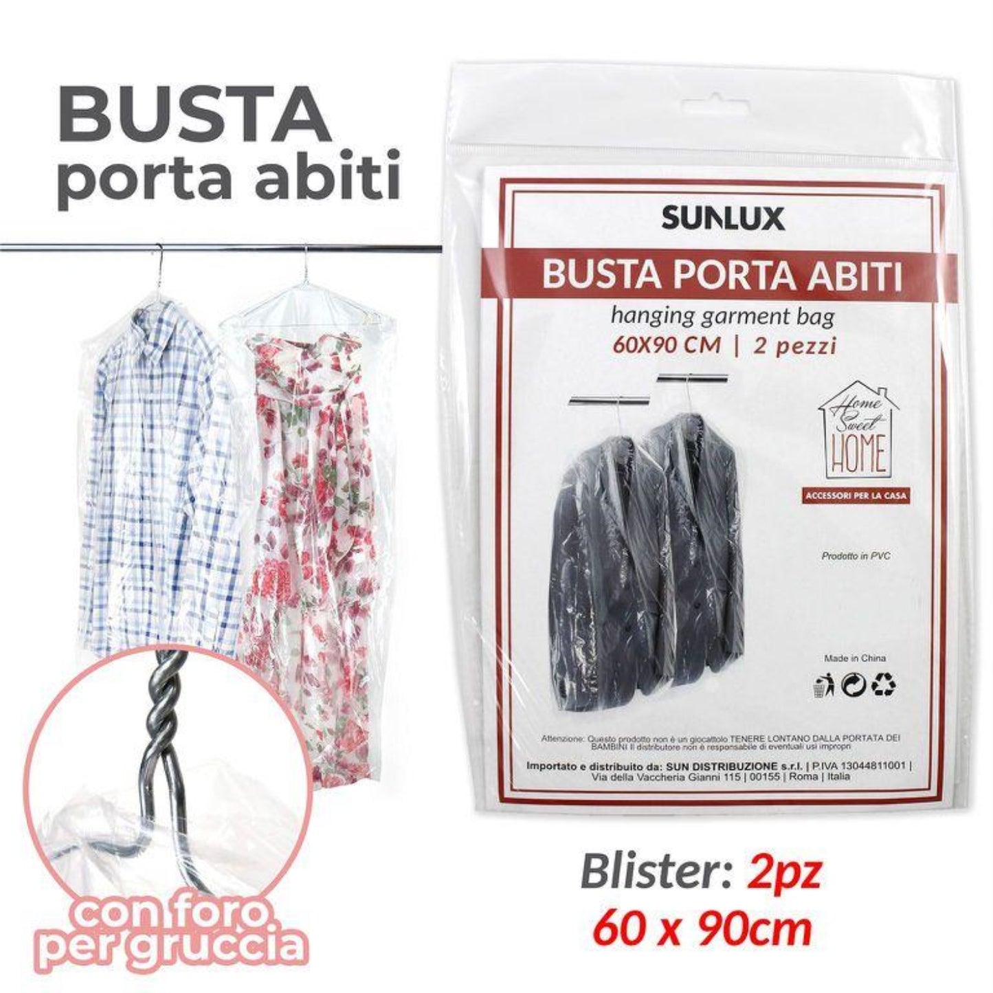 BUSTA PORTA ABITI 60X90CM 2PZ