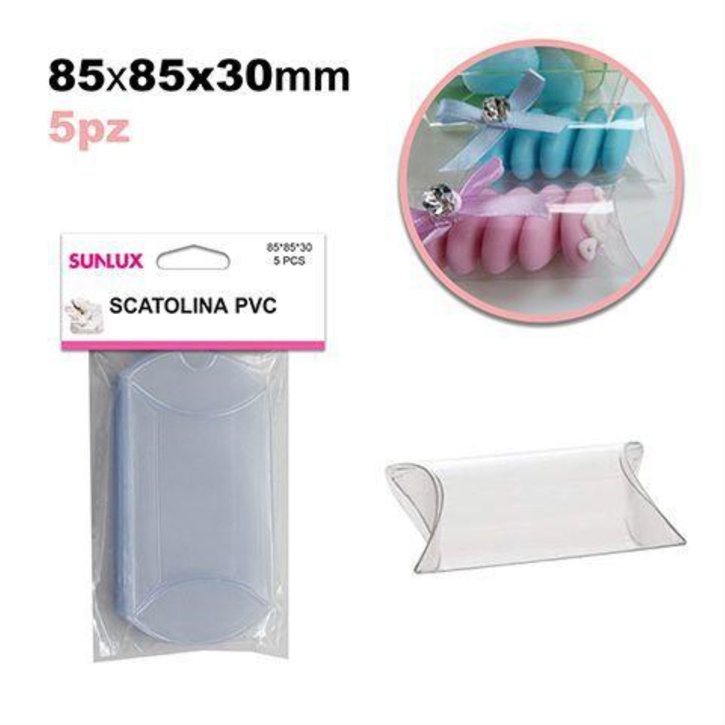 SCATOLA BOMBONIERE CONFETTI PVC 5PZ 85*85*30CM