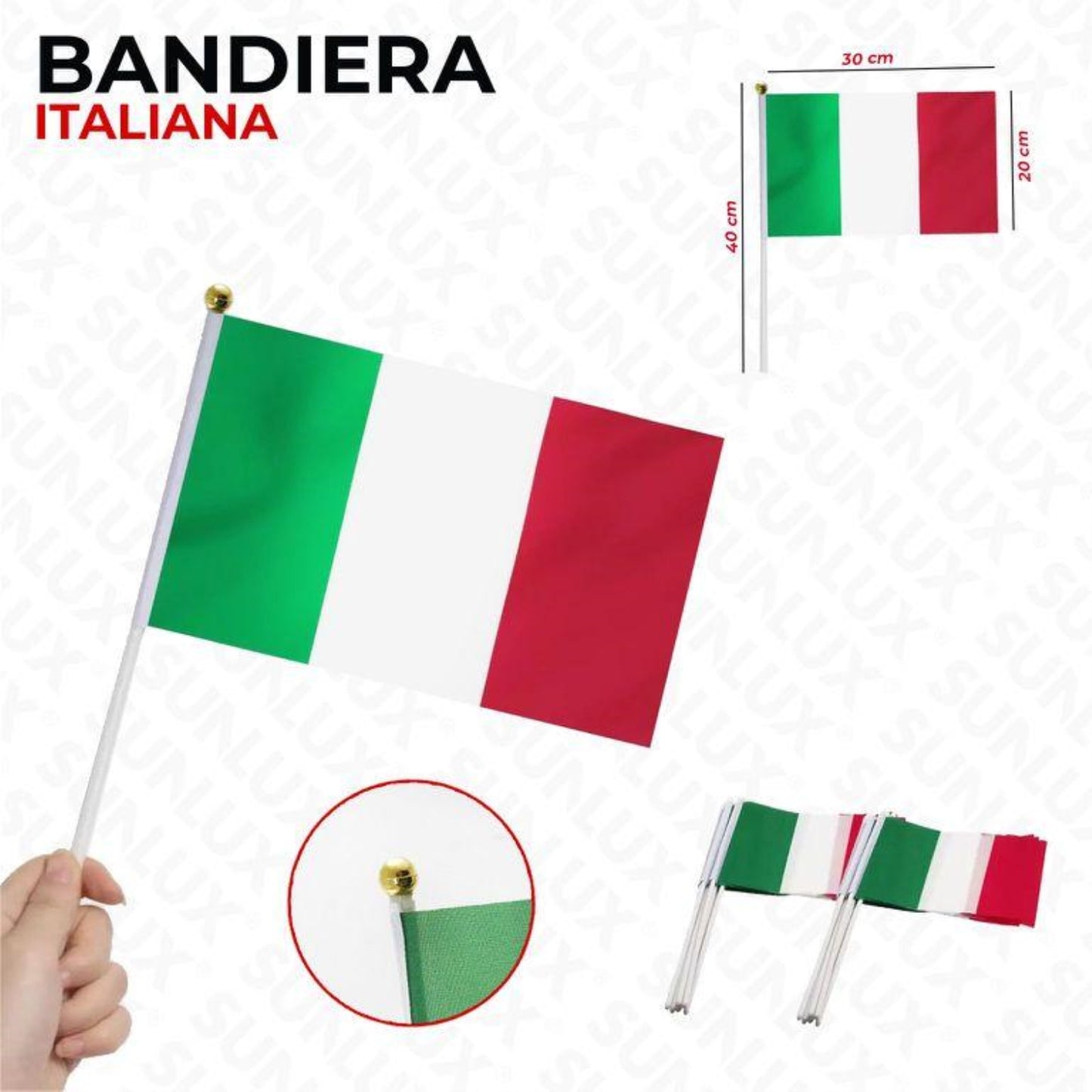 BANDIERA ITALIA PICCOLA CON ASTA 30*20CM