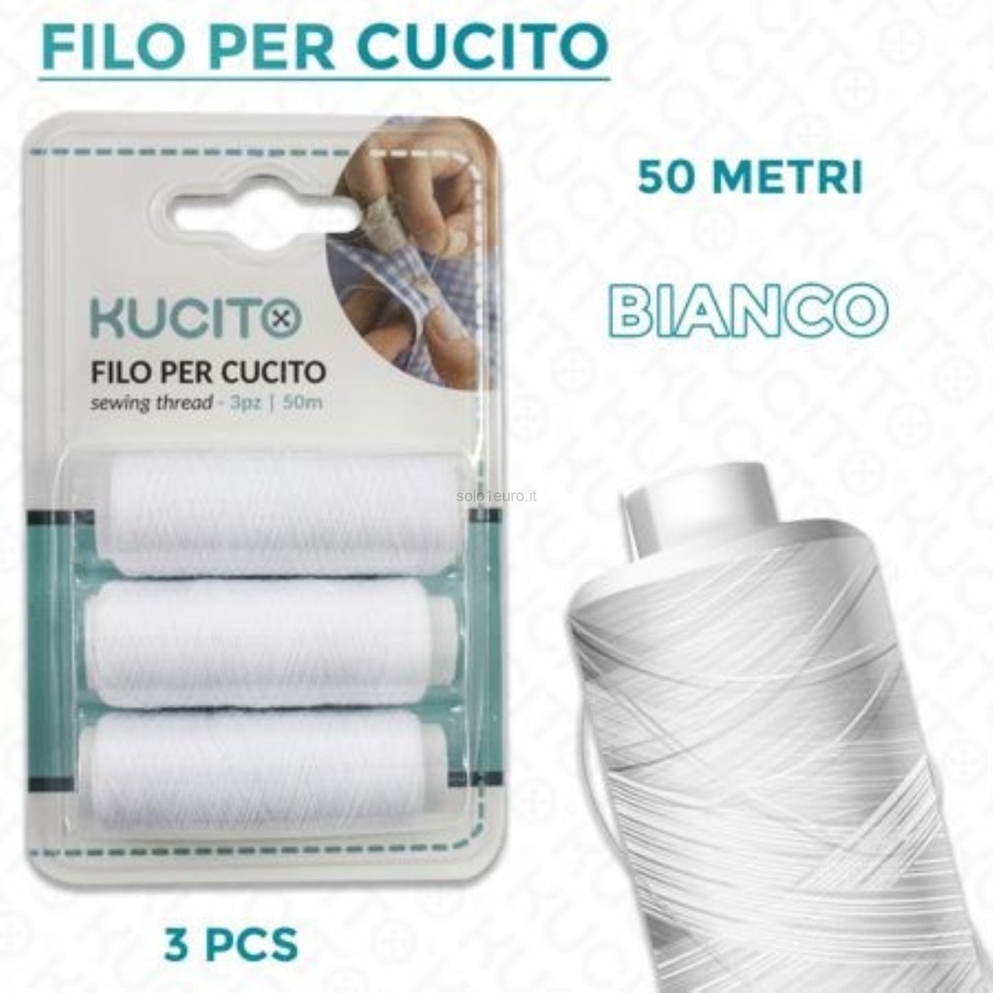 FILO PER CUCITO BIANCO 3PZ 50MT