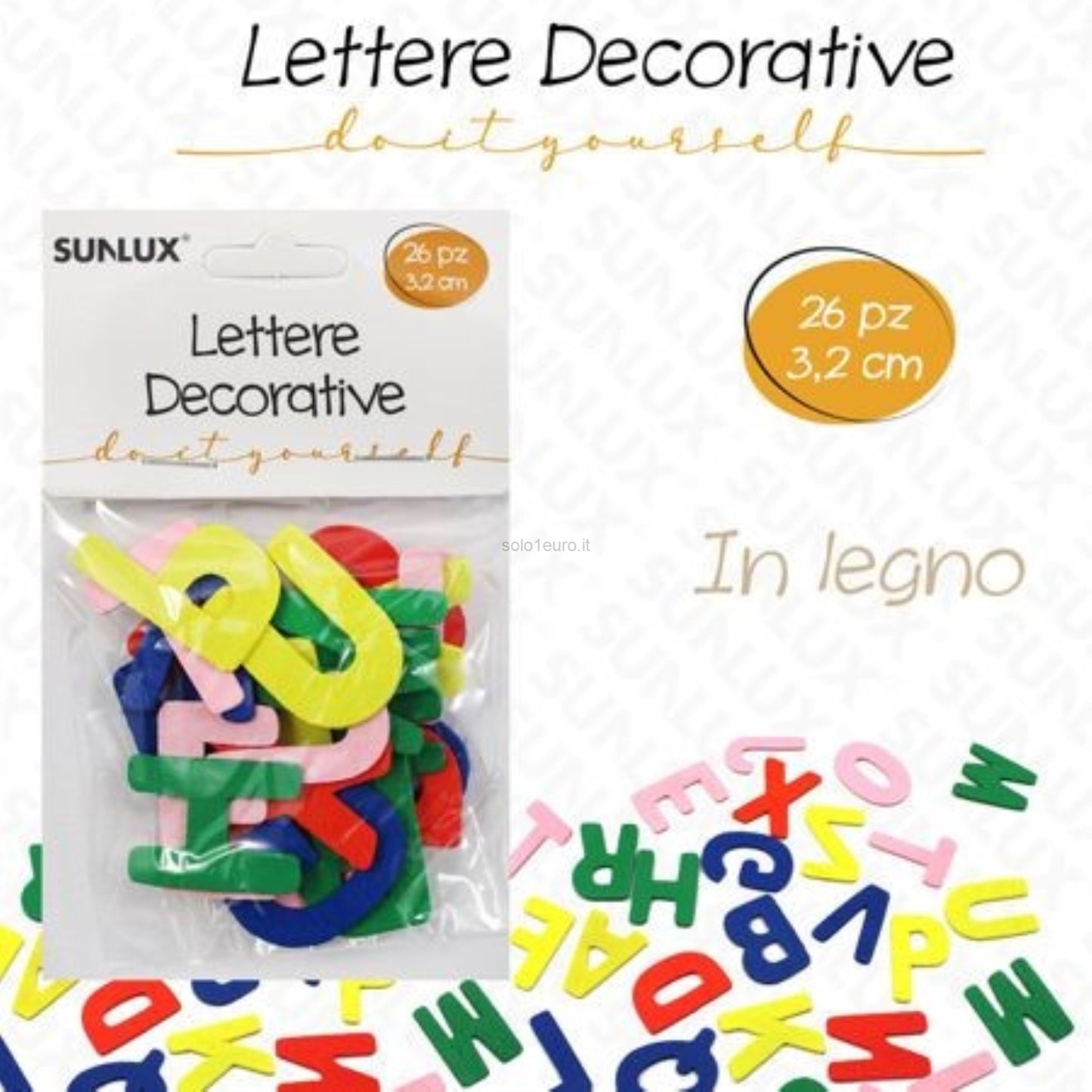 LETTERE IN LEGNO COLORI ASSORTITI 3.2CM 26PZ