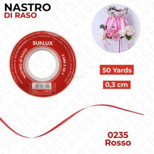 NASTRO DI RASO ROSSO 3mmX50MT
