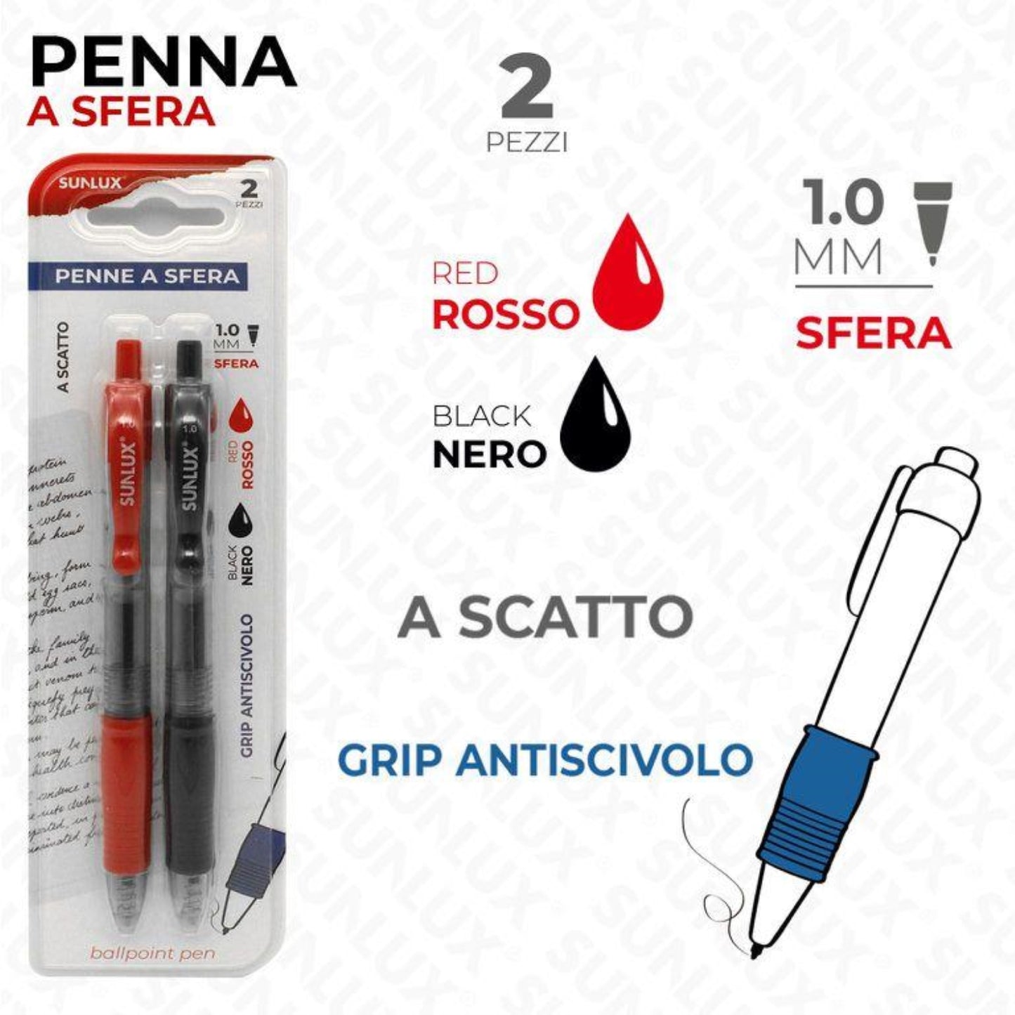 PENNA A SFERA SCATTO 1.0MM 2PZ NERO+ROSSO