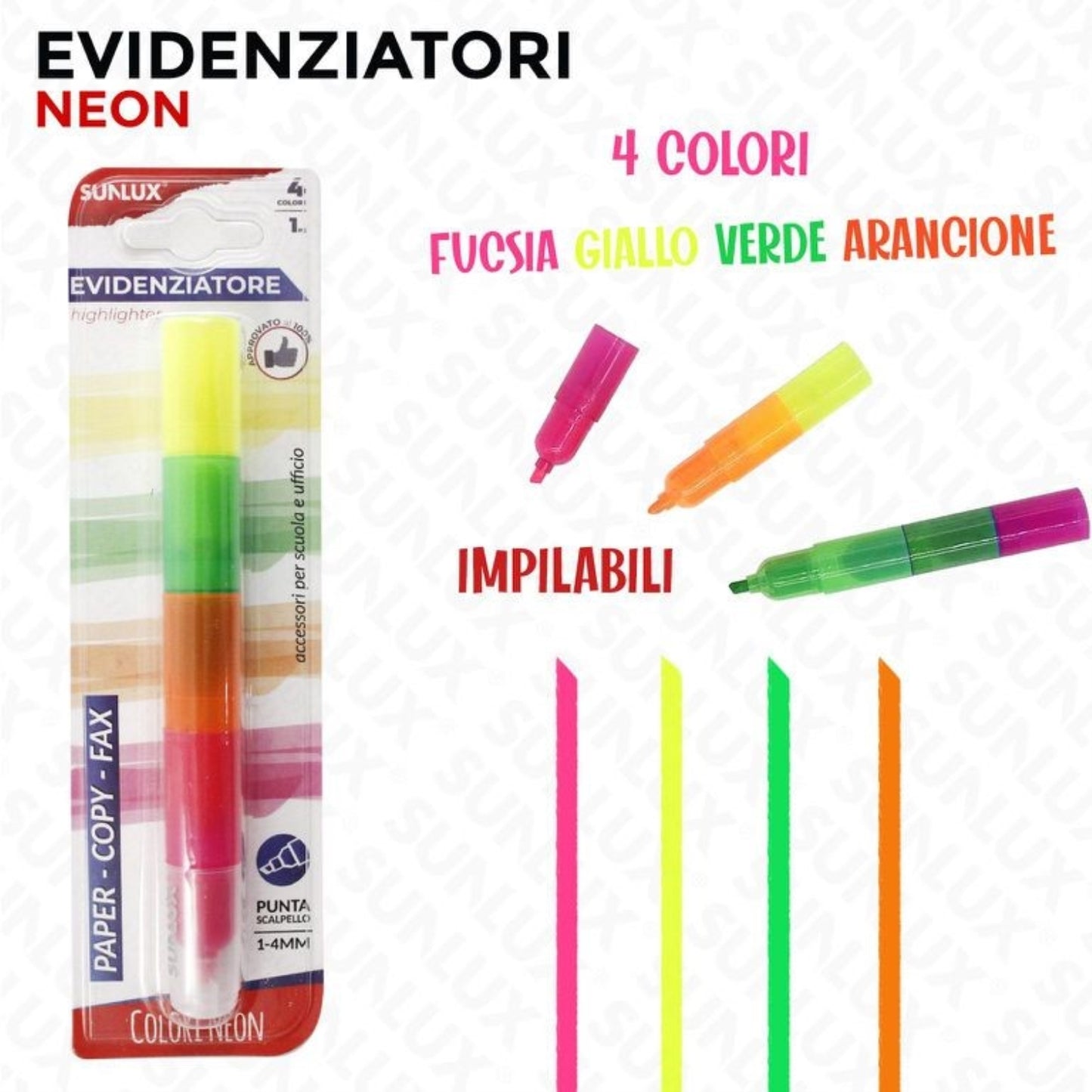 EVIDENZIATORE 4 COLORI NEON