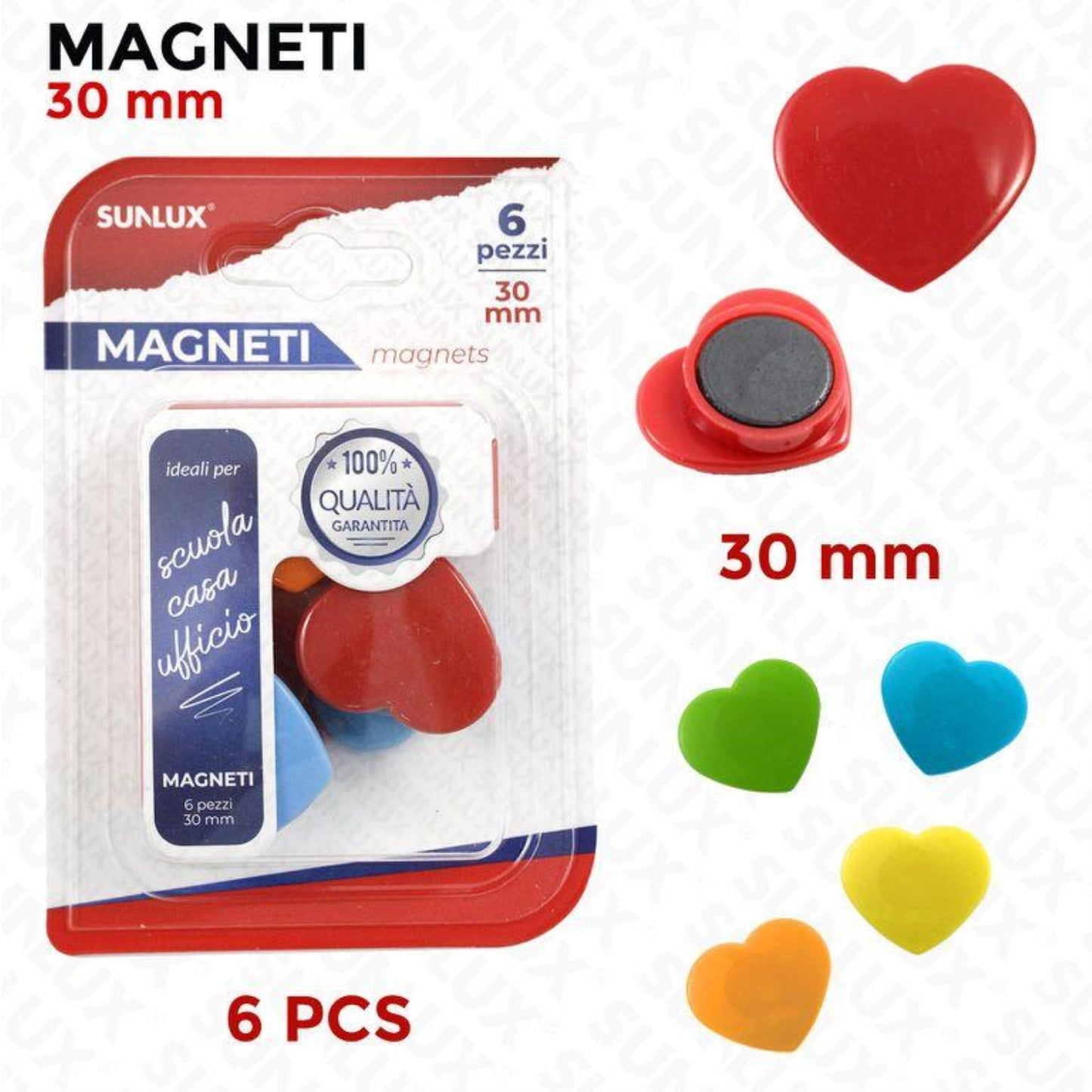 MAGNETI CON CUORI COLORATI 6PZ