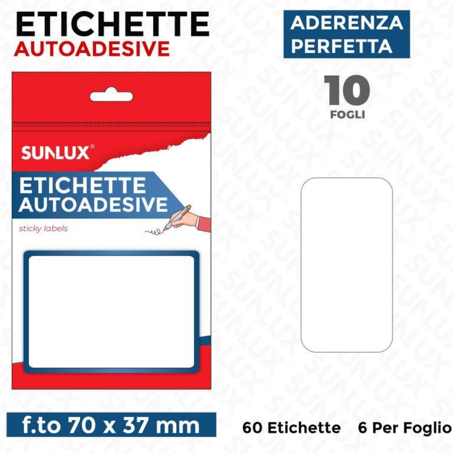 ETICHETTE ADESIVE 10 FOGLI 70*37MM 60PZ