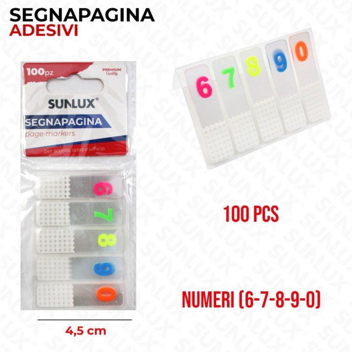 SEGNAPAGINA 100PZ NUMERO 6-7-8-9-0