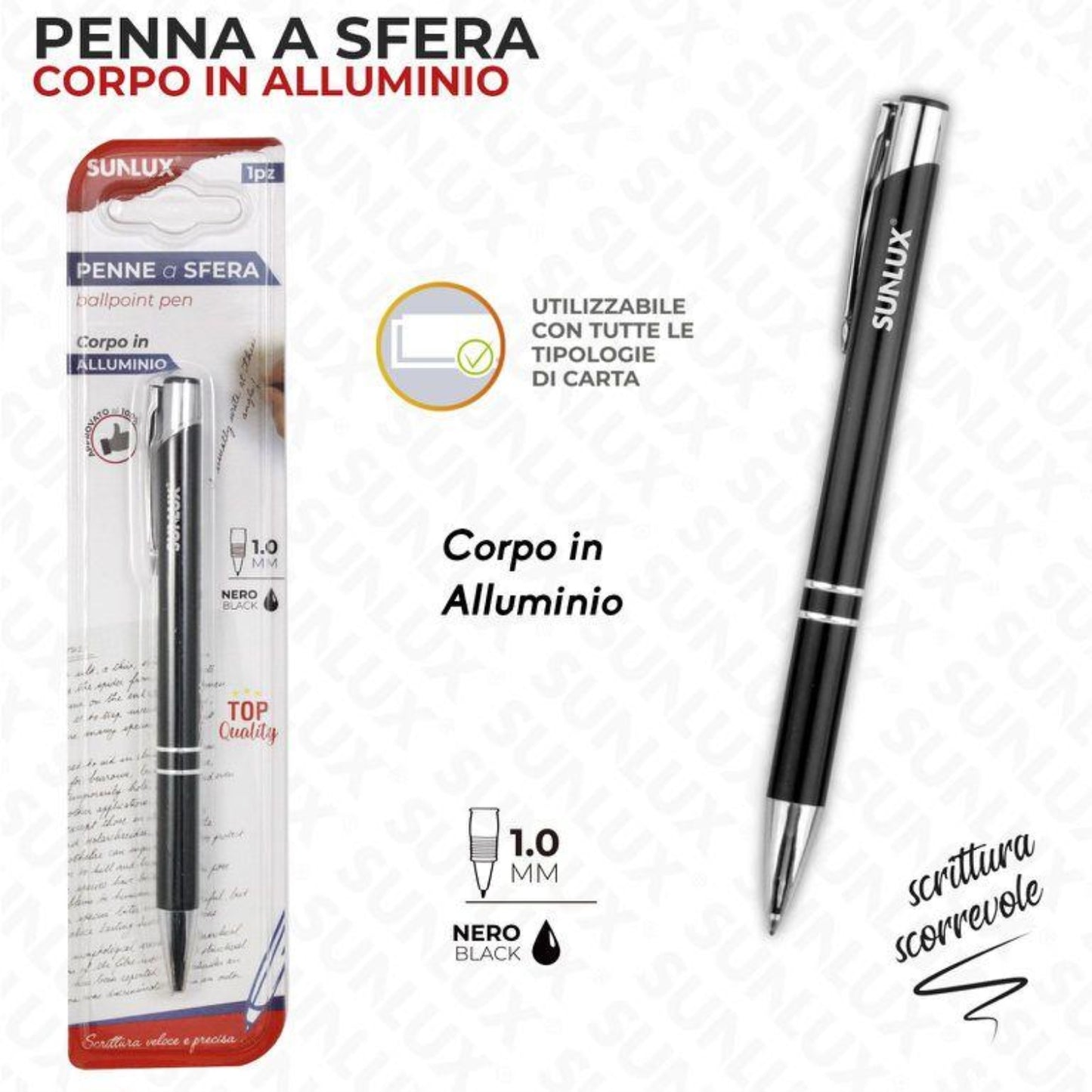 PENNA A SFERA NERO CORPO IN ALLUMINIO