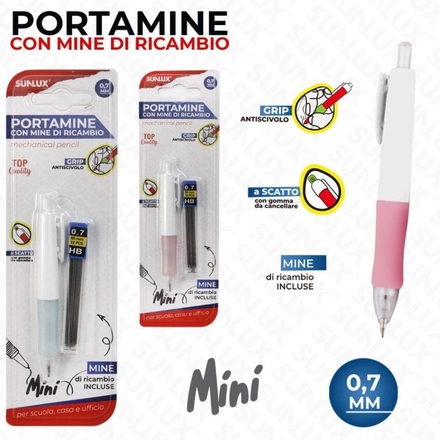 PORTAMINE MINI CON MINE 0.7MM HB