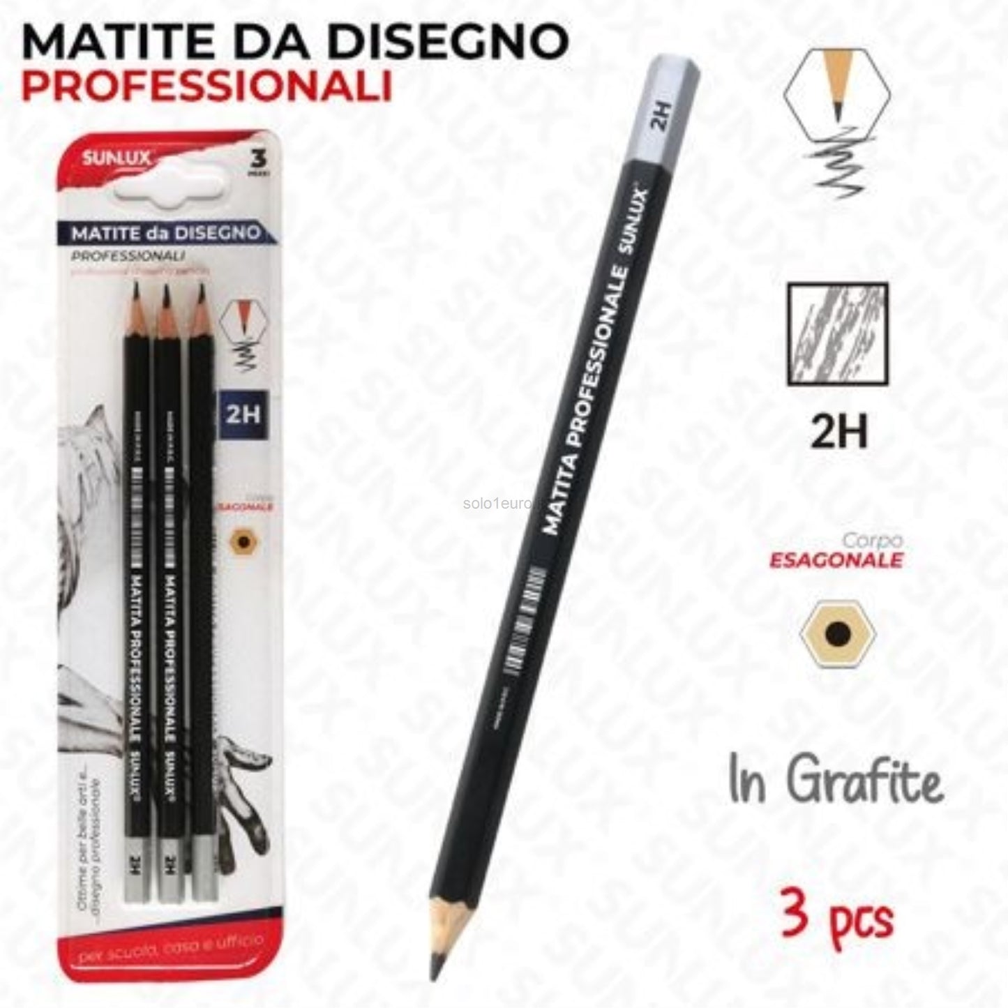 MATITA DA DISEGNO PROFESSIONALI 2H 3PZ