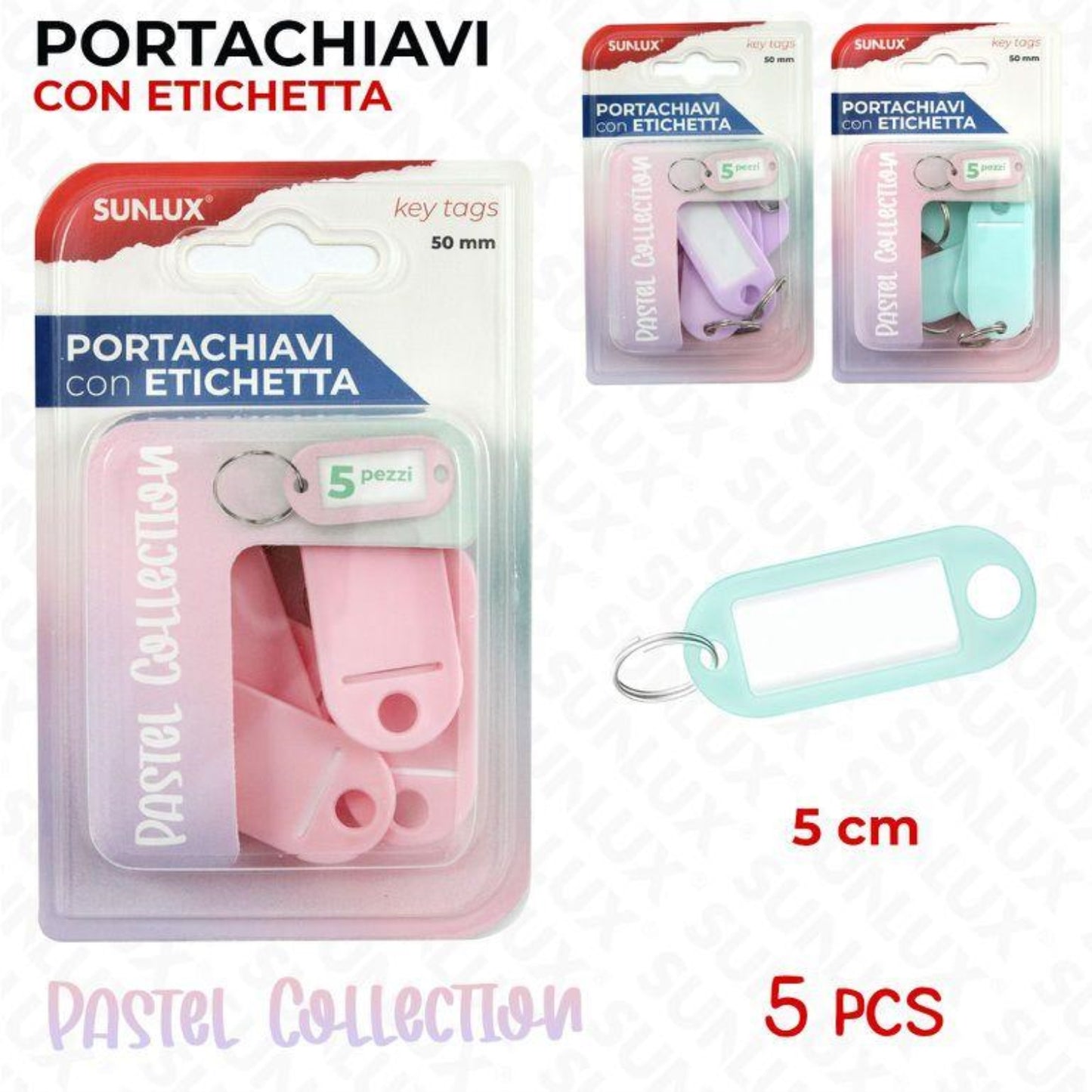 PORTACHIAVI CON ETICHETTA COL. PASTEL 5PZ 5MM