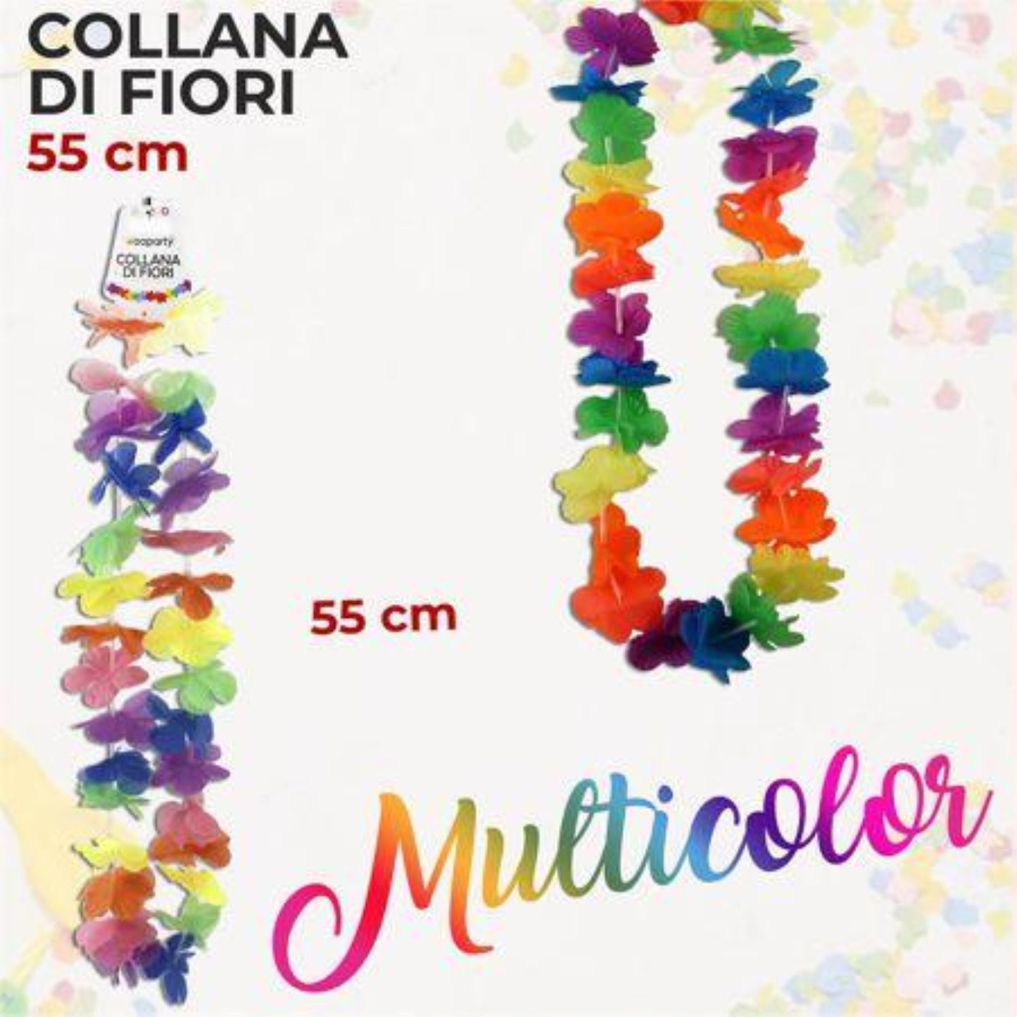COLLANA DI FIORE COLORATI 55CM