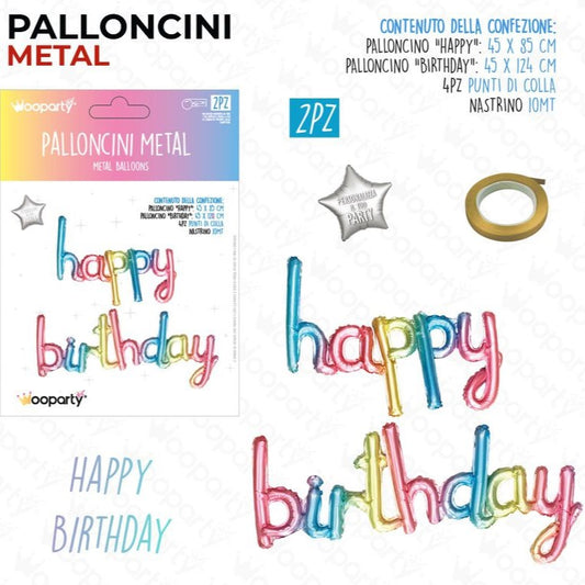 METAL PALLONCINI HAPPY BIRTHDAY MULTICOLOR