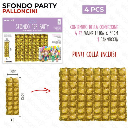 SFONDO PARTY PALLONCINI ORO 4PCS 106*30CM