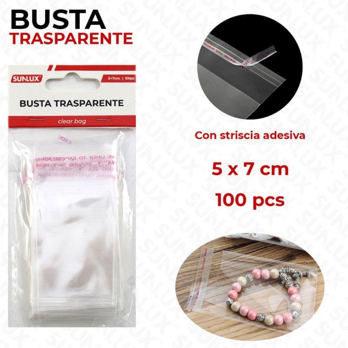 BUSTA TRASPARENTE 5X7CM 100PZ