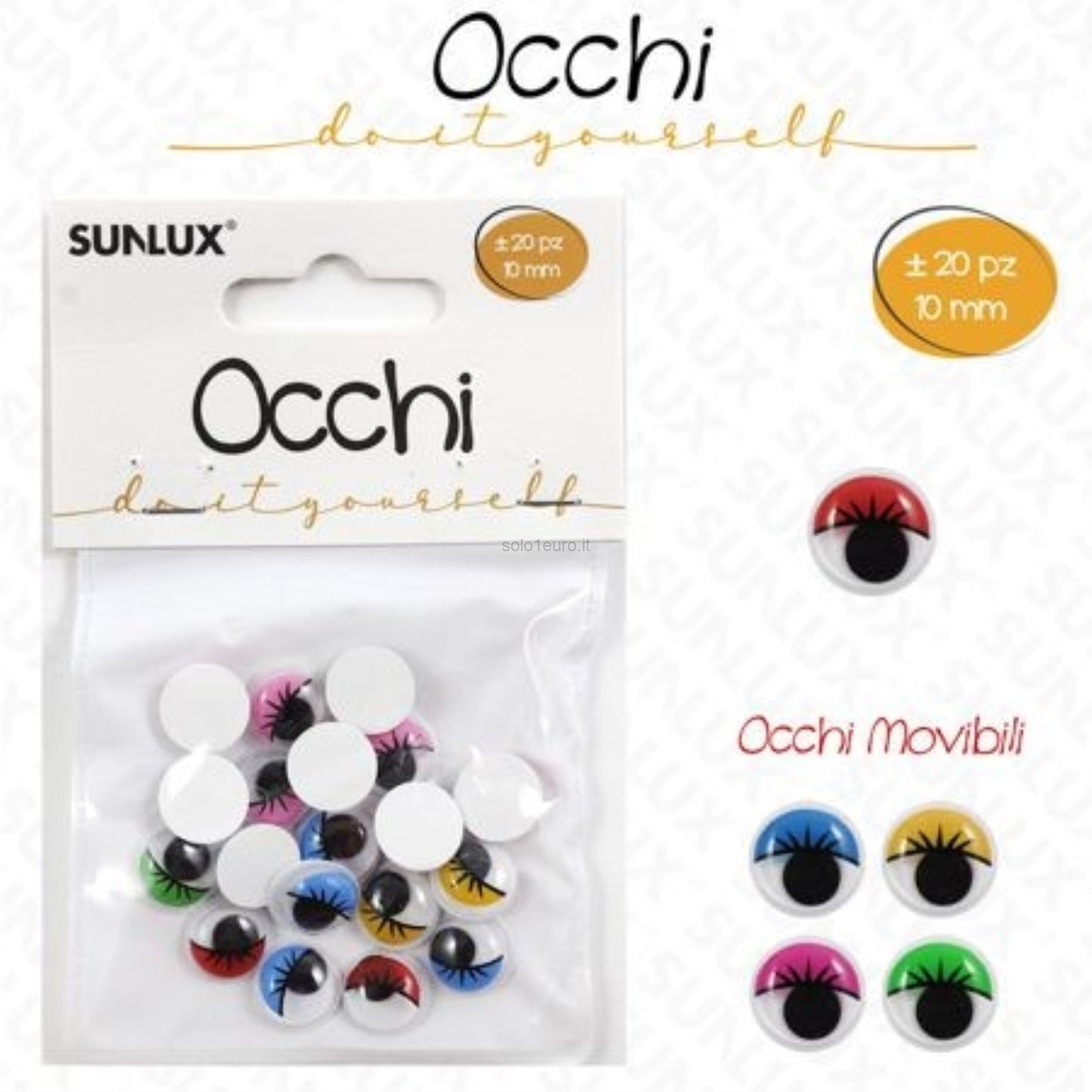 OCCHI COLORATI ADESIVI 10MM 20 PZ