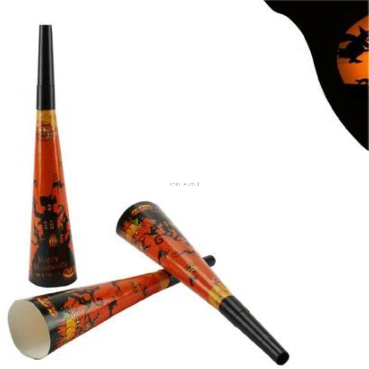 TROMBETTE HALLOWEEN DI CARTA COLORI ASSORTITI 3PZ