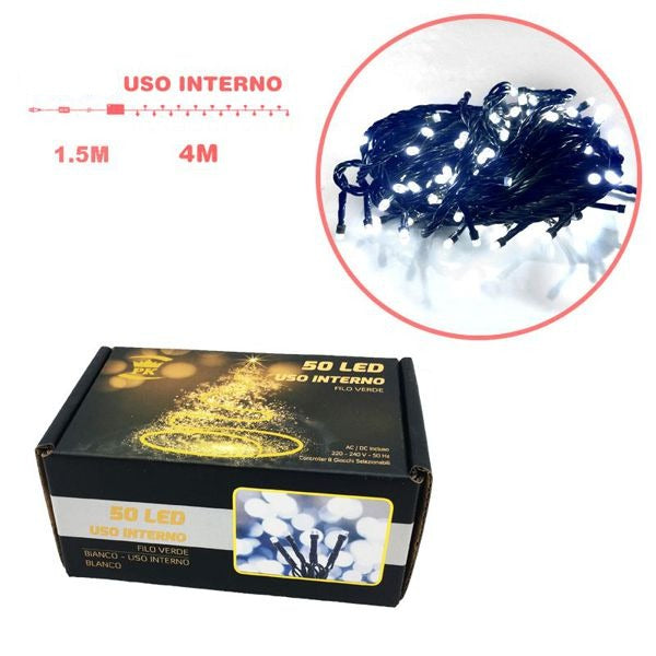 50 LUCE LED BIANCO INTERNO 1.5M FILO VERDE