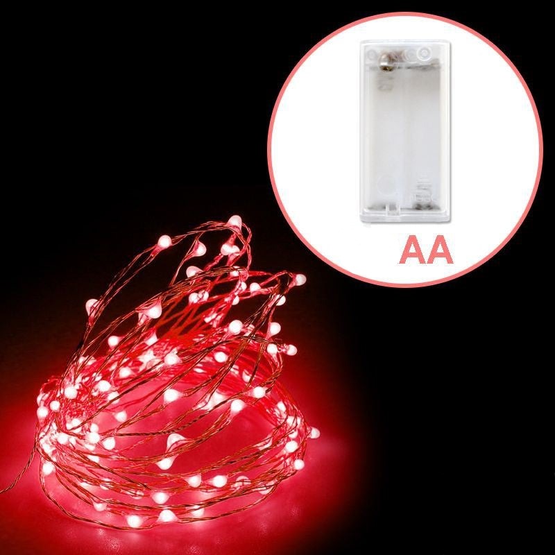 LUCE FILO RAME A BATTERIA 20LED ROSO 1.2M
