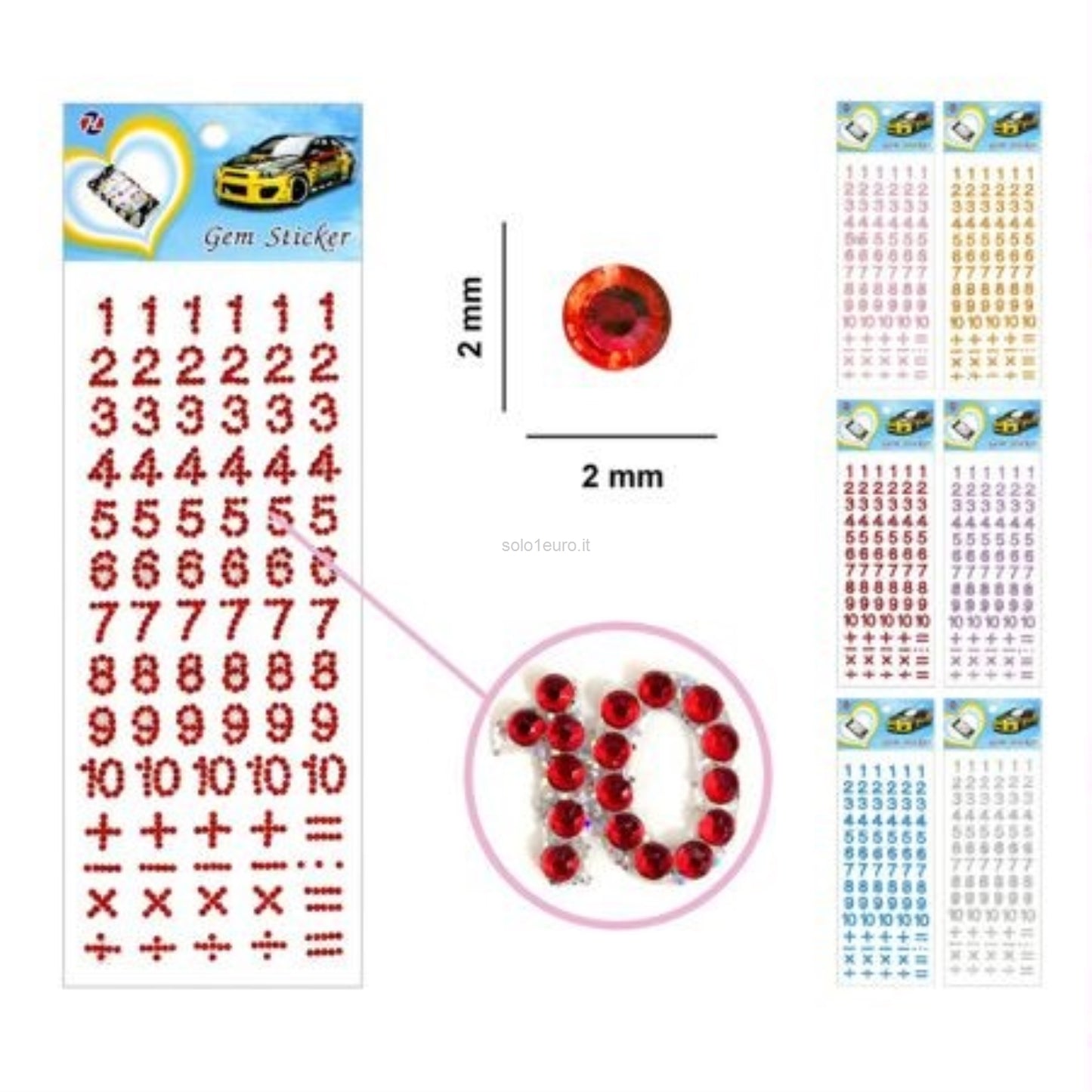 STICKERS STRASS CON NUMERI