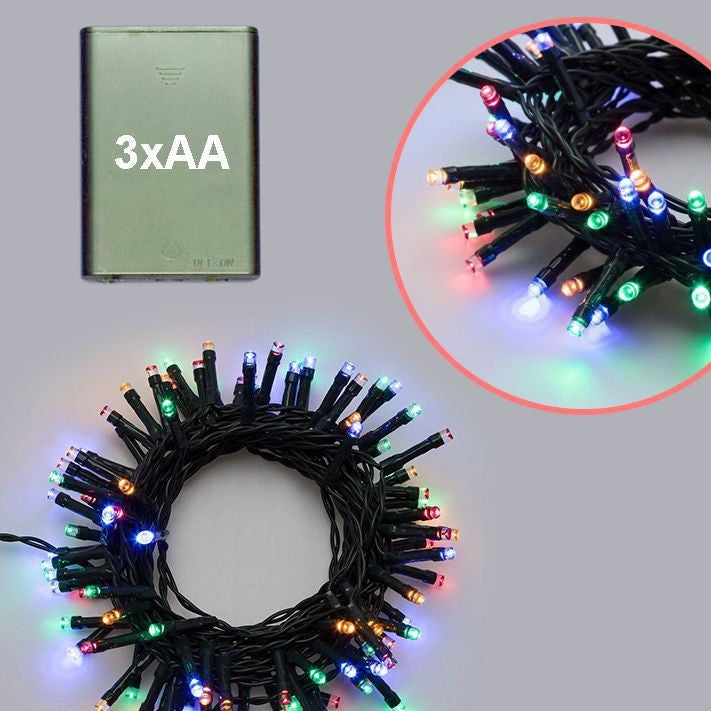 LUCE NATALE A BATTERIA 10 LED MULTICOLORE 1.2M