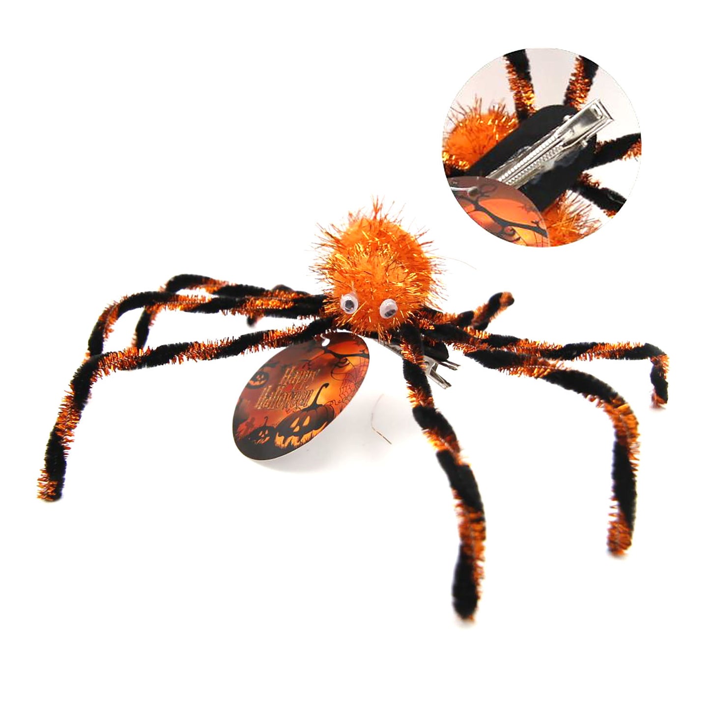 FERMAGLIO CAPELLI HALLOWEEN CON RAGNO 8*28CM