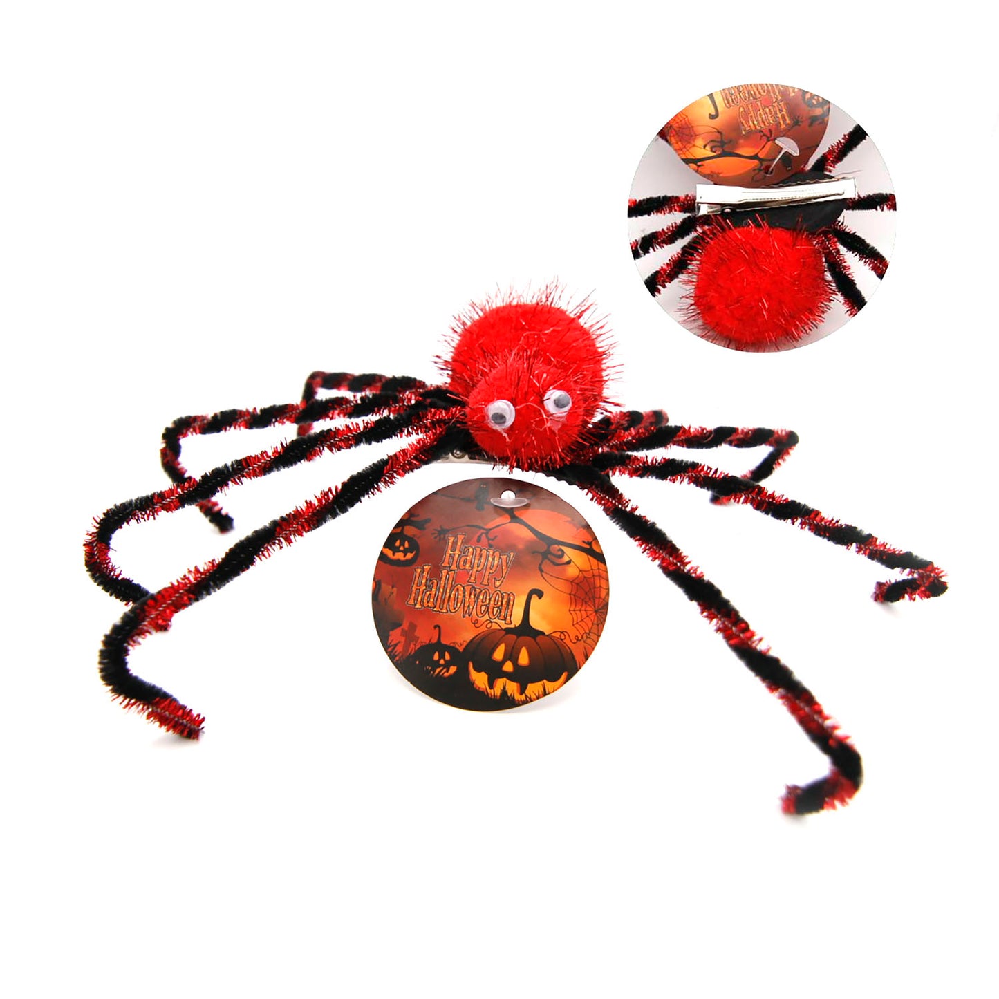 FERMAGLIO CAPELLI HALLOWEEN CON RAGNO 8*28CM