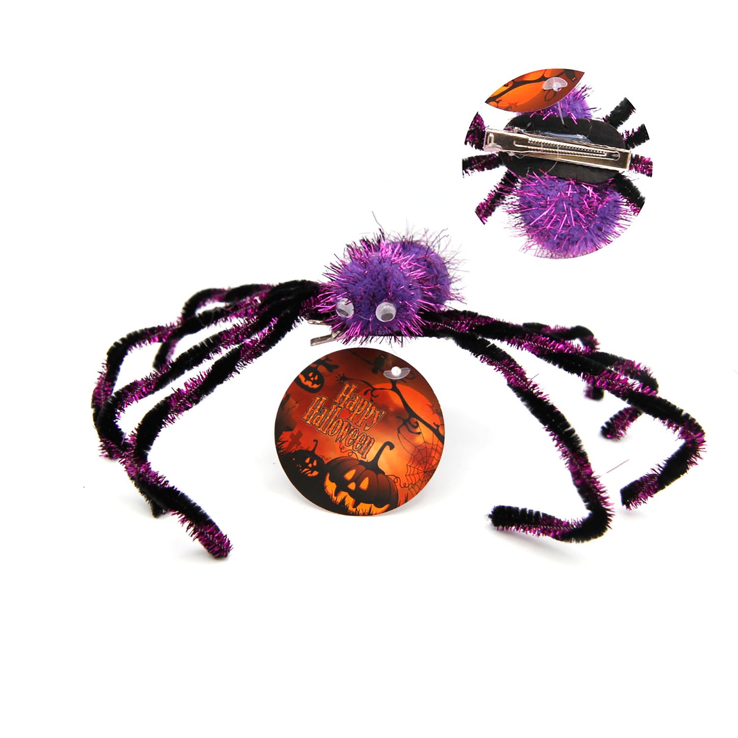 FERMAGLIO CAPELLI HALLOWEEN CON RAGNO 8*28CM