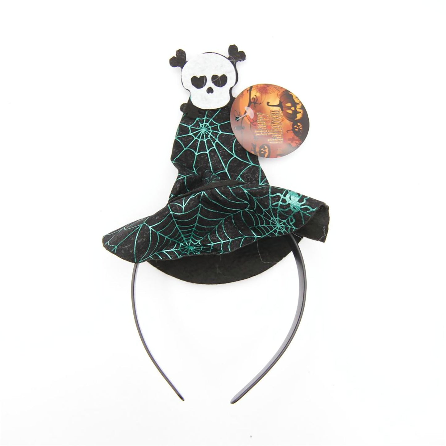 CERCHIETTO HALLOWEEN CON MINI CAPPELLO STREGA ZUCCA/PIPISTRELLO/RAGNO 1PZ