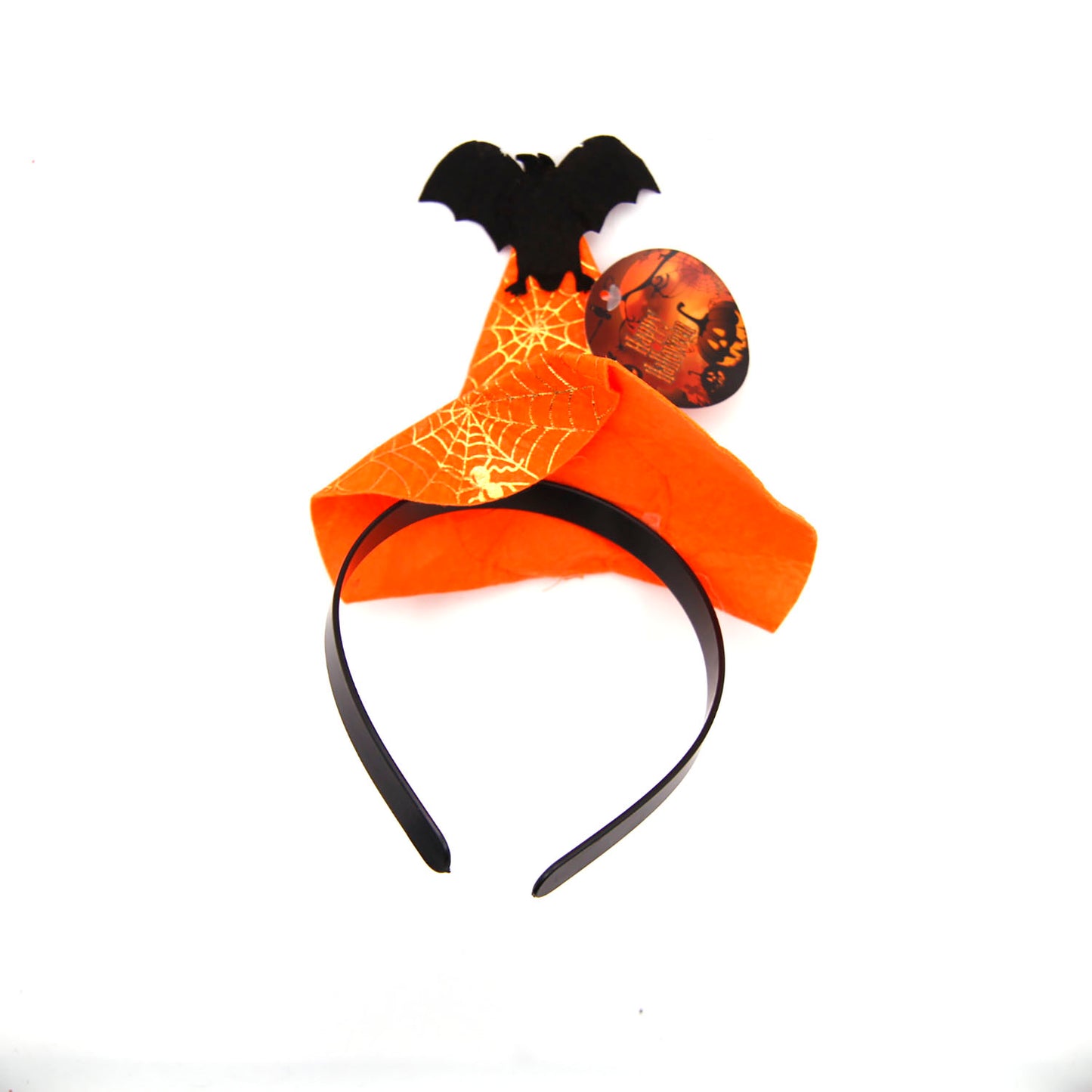CERCHIETTO HALLOWEEN CON MINI CAPPELLO STREGA ZUCCA/PIPISTRELLO/RAGNO 1PZ