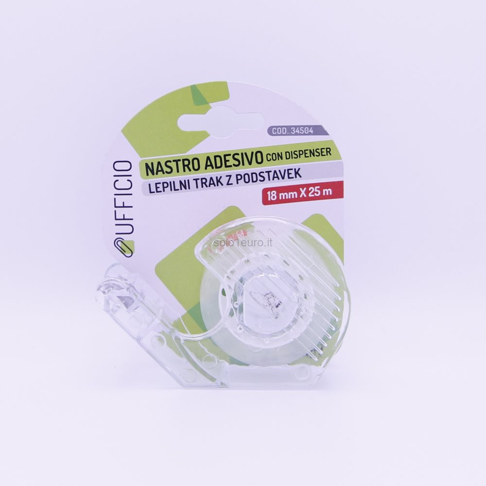 NASTRO ADESIVO TRASPARENTE CON DISPENCER 18mm*25MT